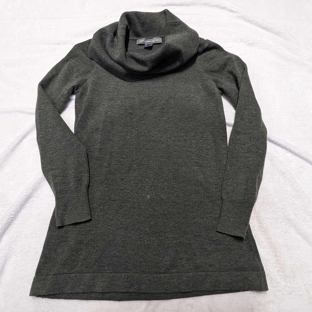 FRENCH Connection Olive Green Cowl Neck Sweater medium